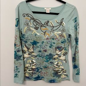 Sundance embellished long sleeve tee size XS.